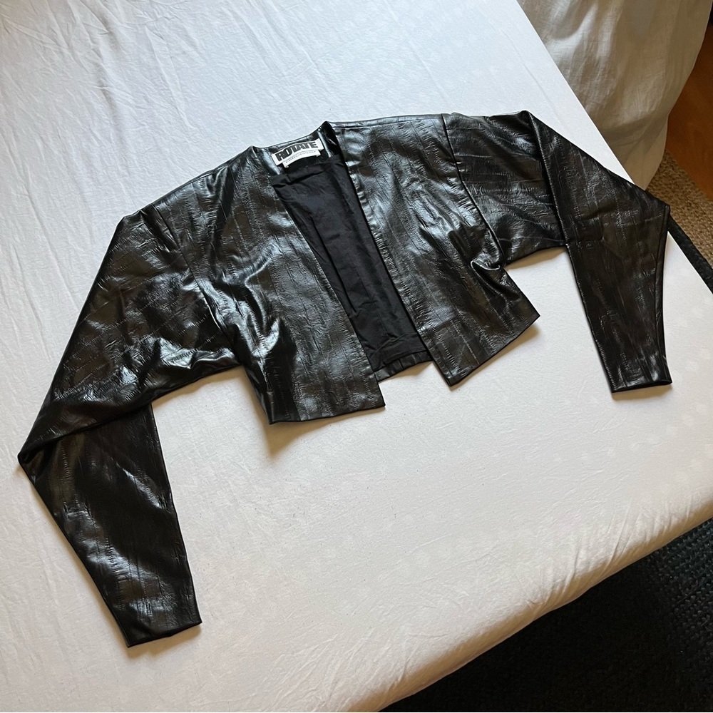 ROTATE BY BIRGER CHRISTENSEN black pu pleather cropped bolero‎ blazer jacket